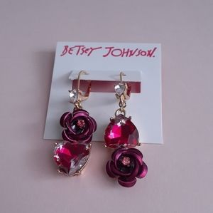 Betsey Johnson Gold and Pink Drop Earrings NWT